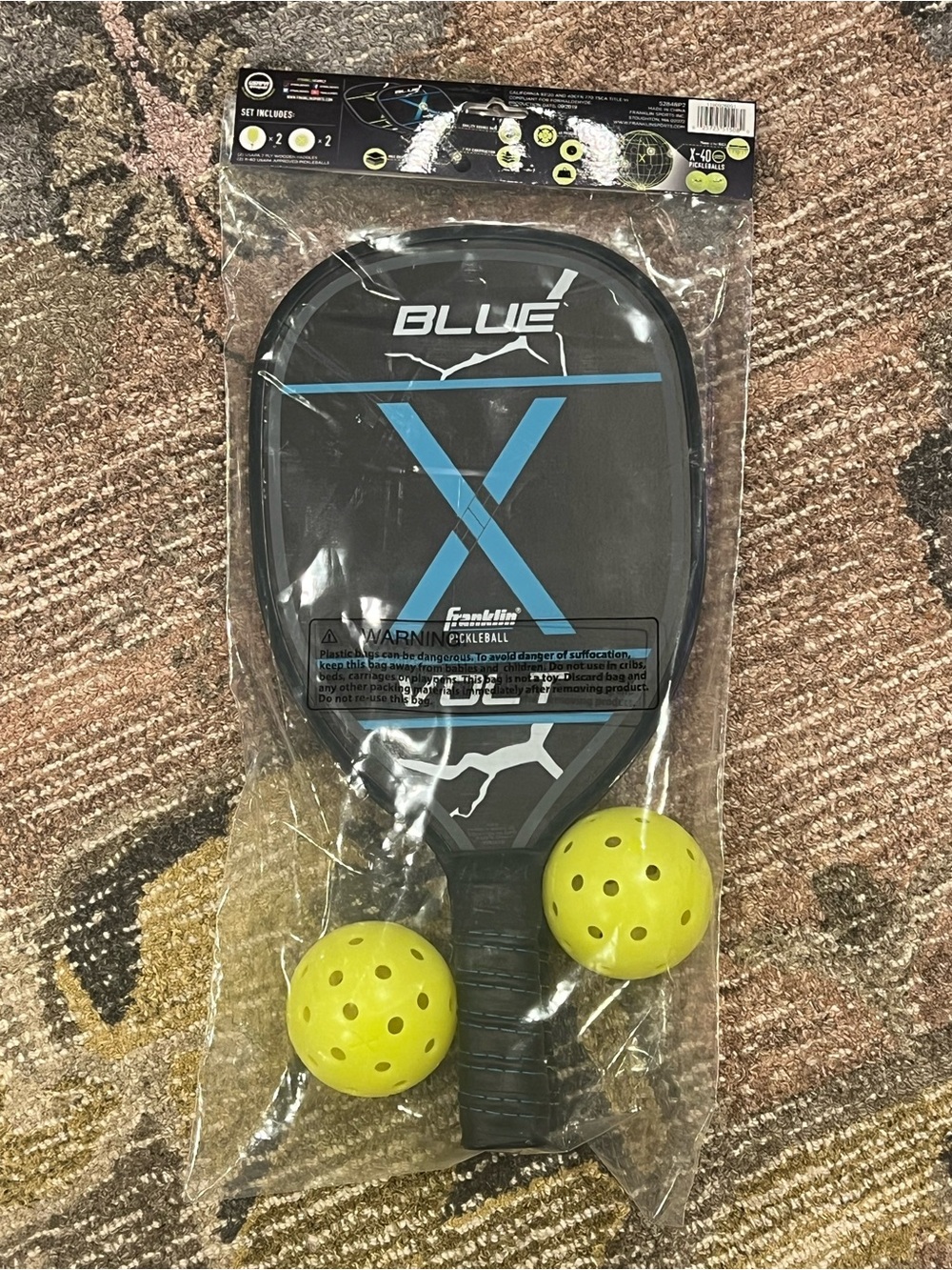 Blue X Volt Pickleball Paddle Set with Yellow Balls